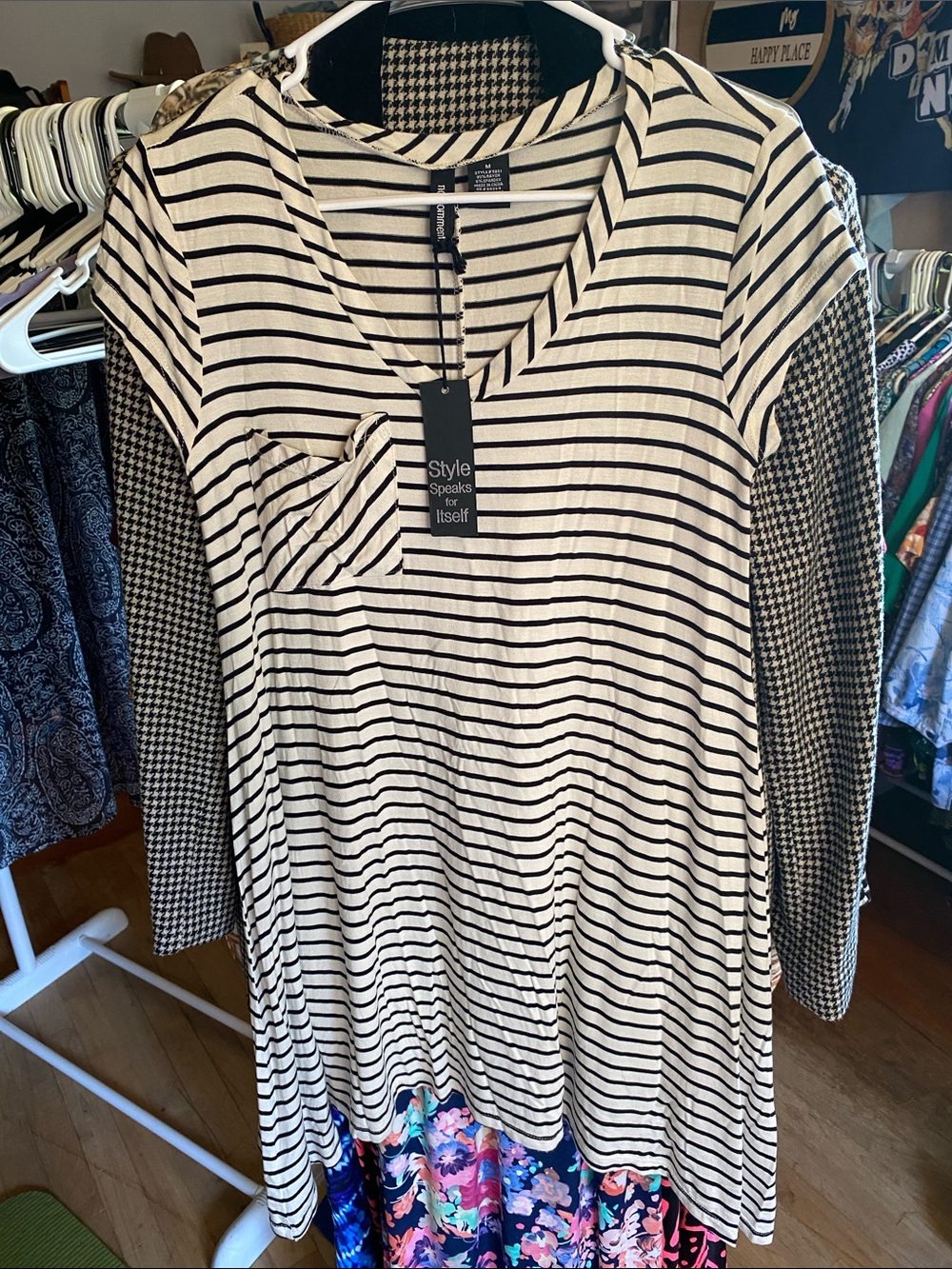 Striped V-Neck Short Sleeve Tee - Fit & Flare